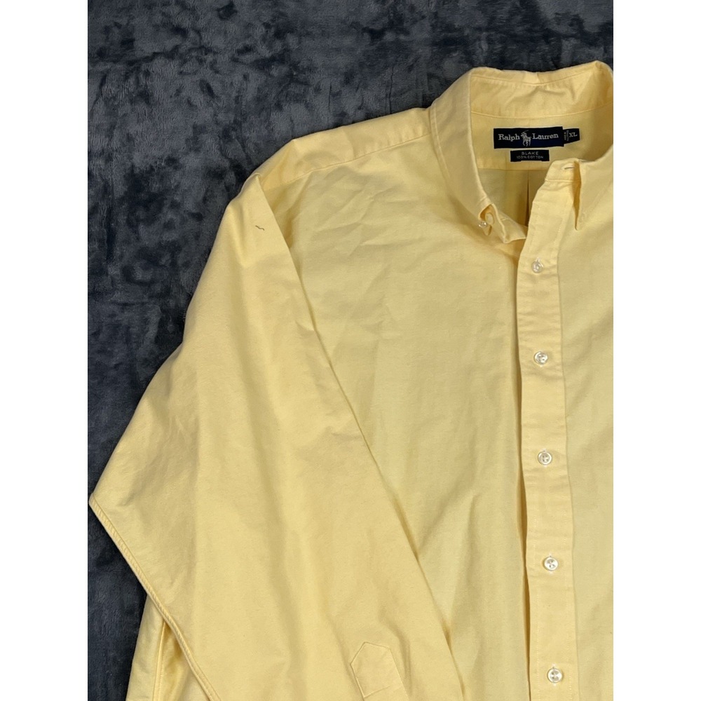 Ralph Lauren Blake XL Yellow Solid Cotton Long Sleeve Button-Down Preppy Shirt - Picture 6 of 16